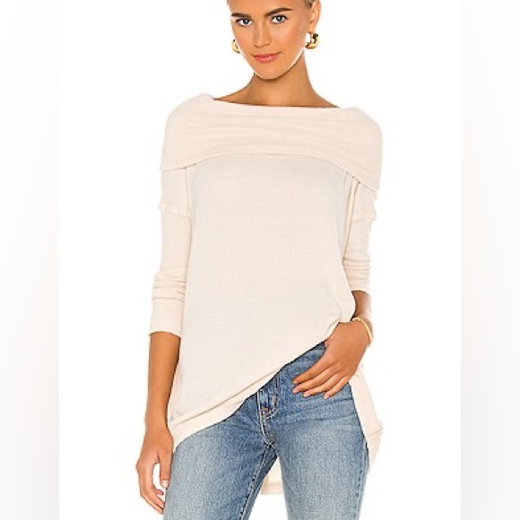 Free People Juicy Long Sleeve Waffle Weave Split Back top versatile - Picture 1 of 7